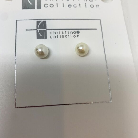 CHRISTINA Necklace Earring Jewelry Set White PEARL ILLUSION Party Gift Prom Adju - Picture 5 of 10